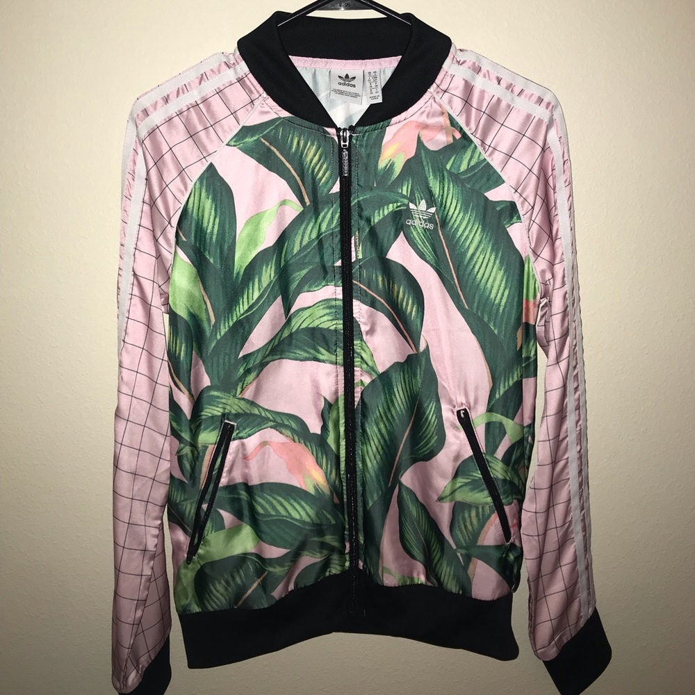 Adidas Palm Leaf Pink & Green Track Jacket